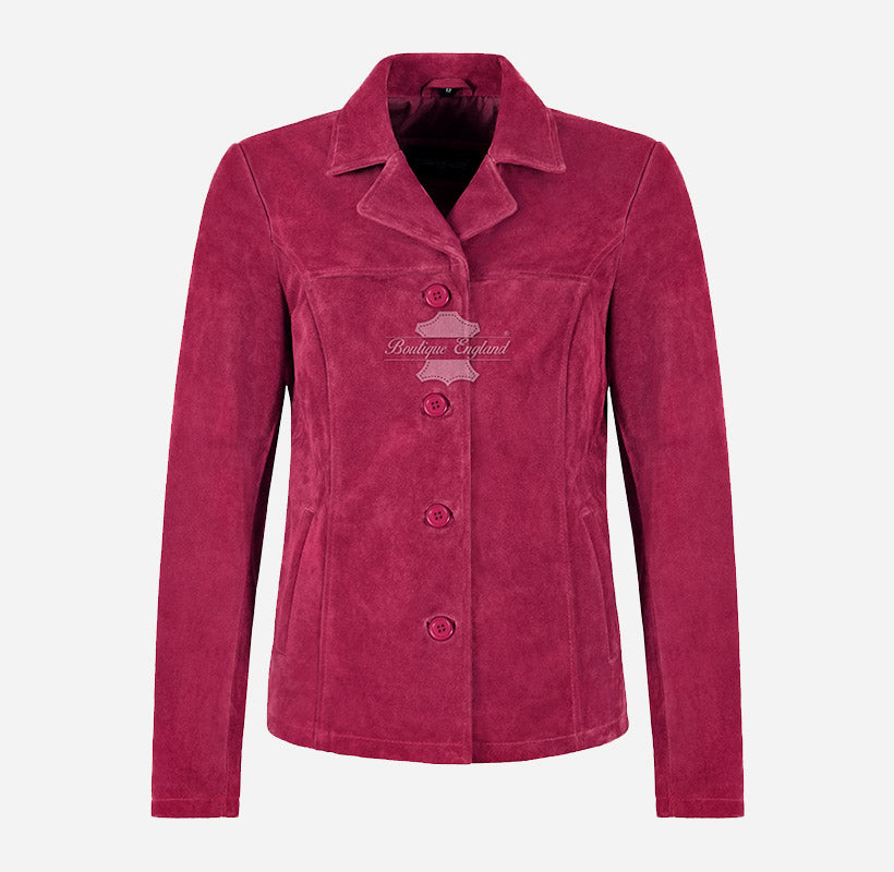 JENNIFER Women's Suede Jacket Box Blazer Coat