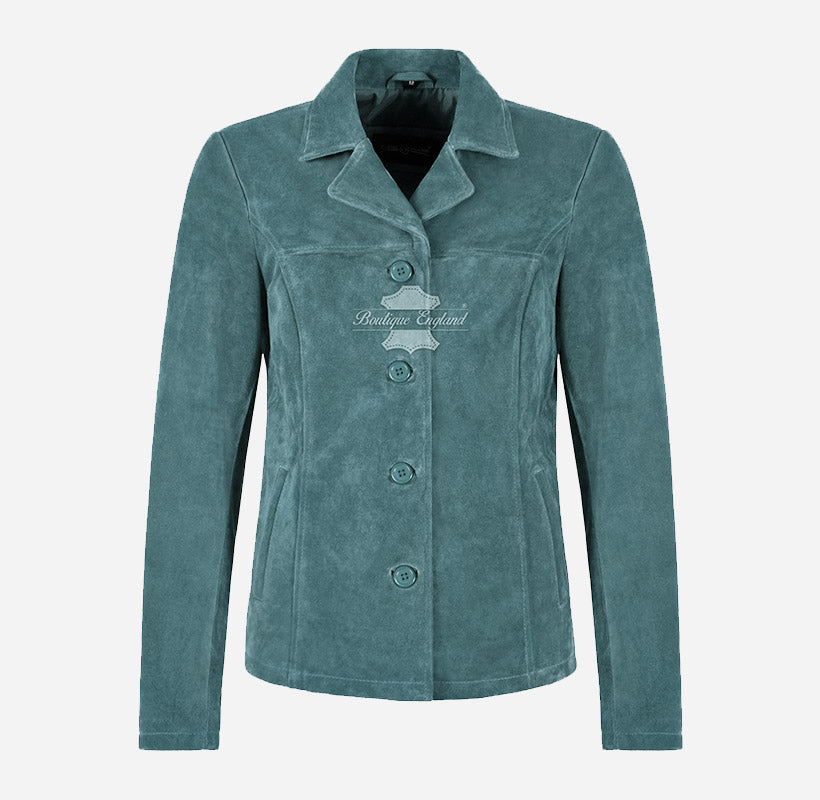 JENNIFER Women's Suede Jacket Box Blazer Coat