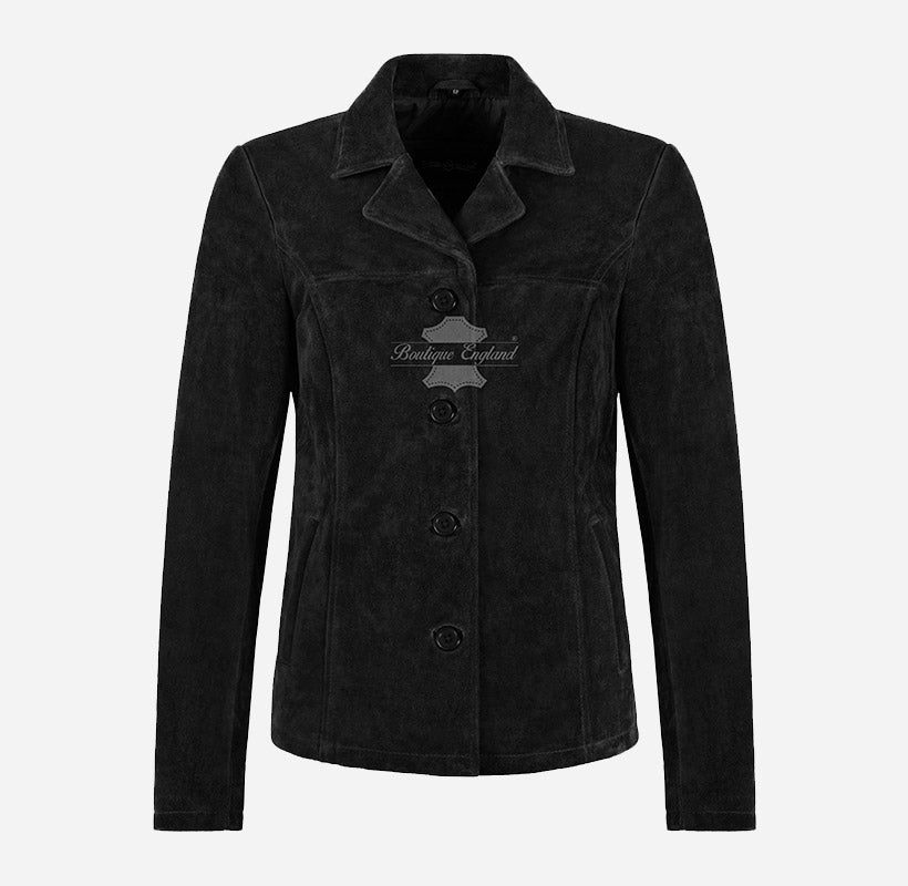 JENNIFER Women's Suede Blazer Jacket Box Coat