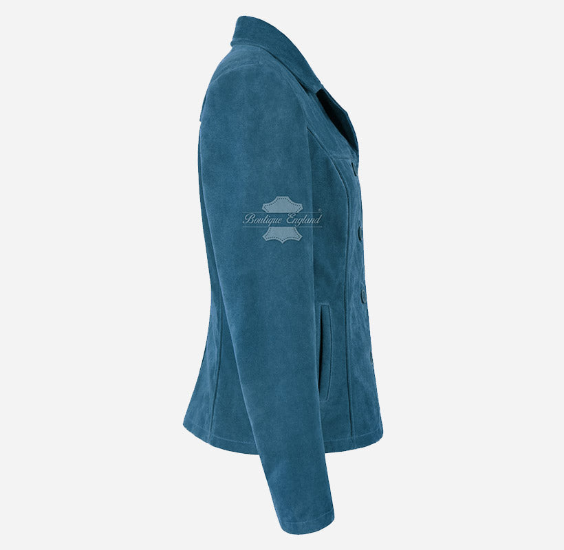 JENNIFER Women's Suede Blazer Jacket Box Coat