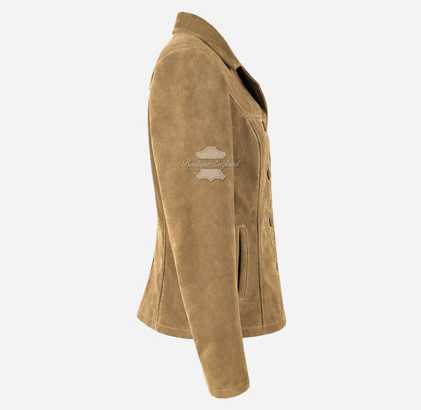 JENNIFER Women's Suede Blazer Jacket Box Coat