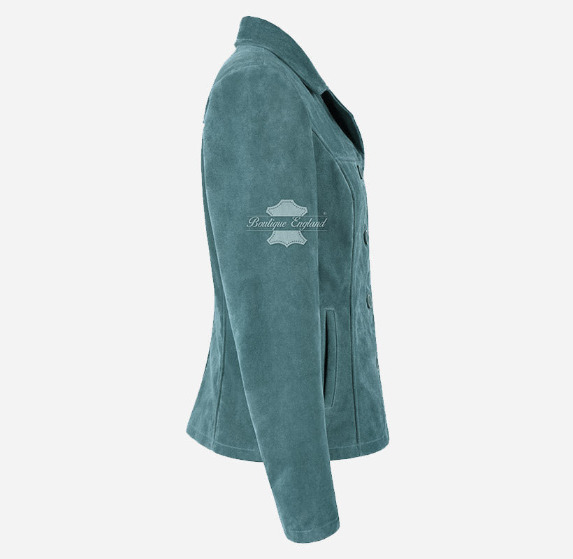 JENNIFER Women's Suede Jacket Box Blazer Coat