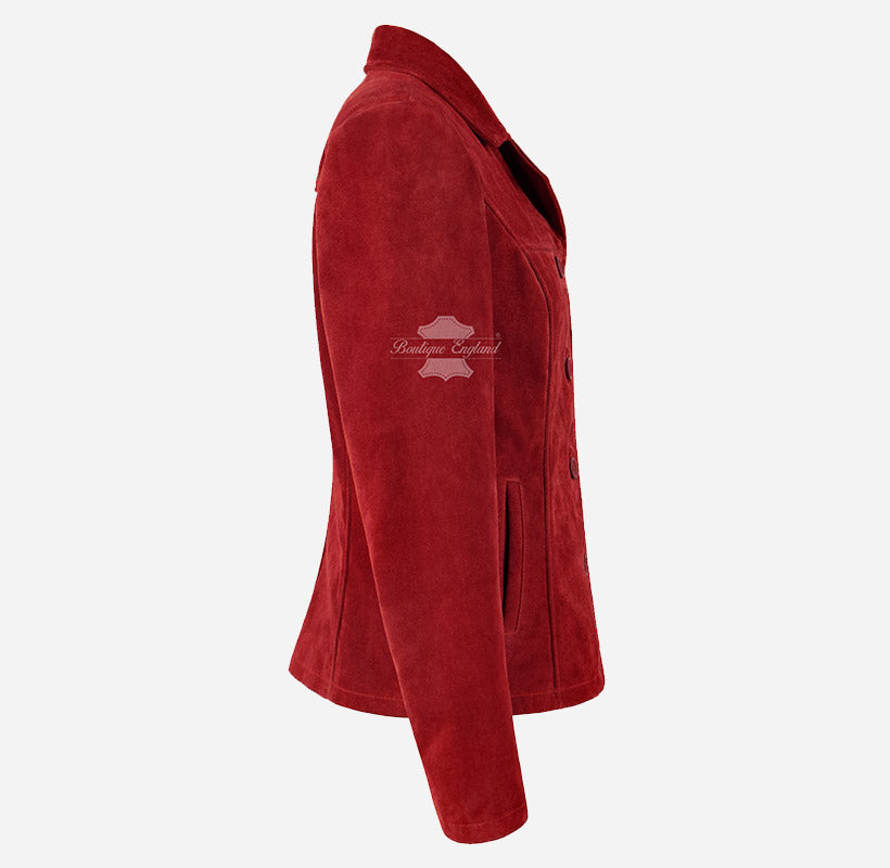 JENNIFER Women's Suede Jacket Box Blazer Coat