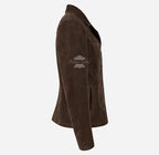 JENNIFER Women's Suede Blazer Jacket Box Coat