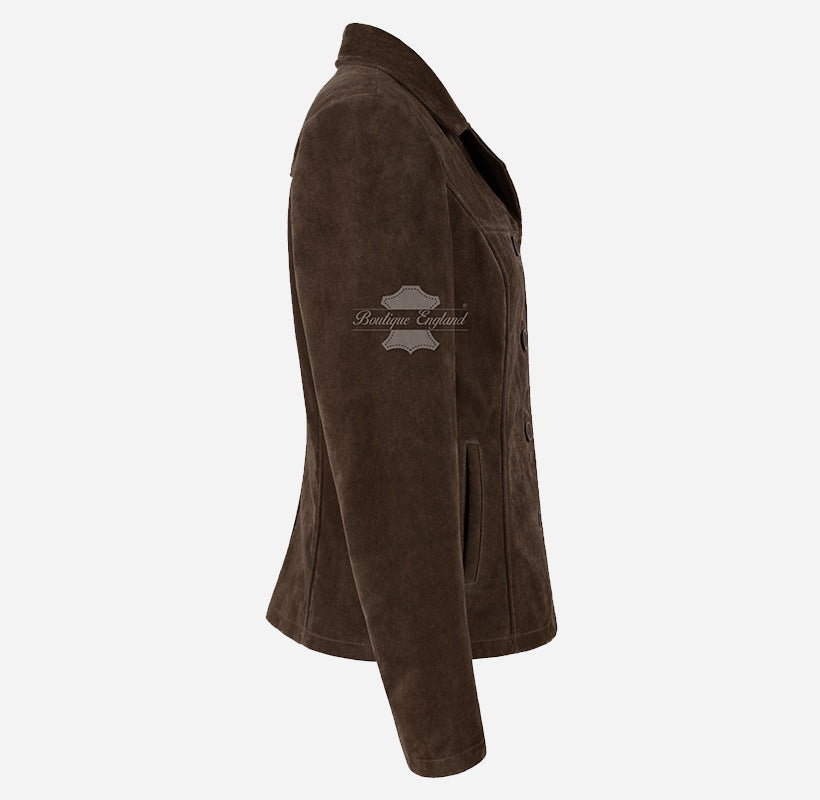 JENNIFER Women's Suede Blazer Jacket Box Coat