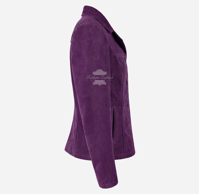 JENNIFER Women's Suede Jacket Box Blazer Coat