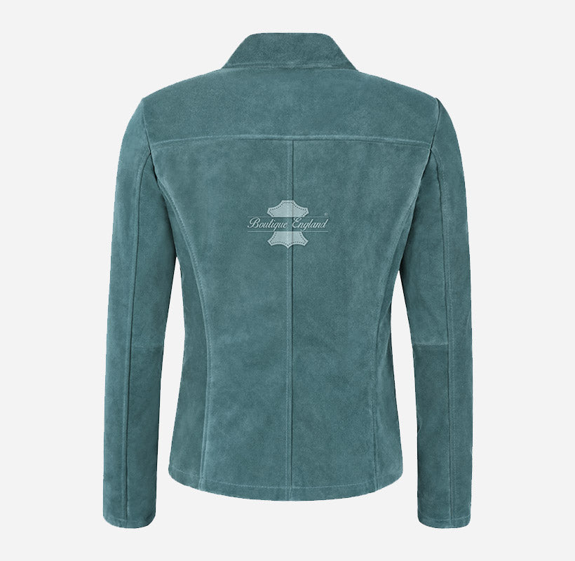 JENNIFER Women's Suede Jacket Box Blazer Coat