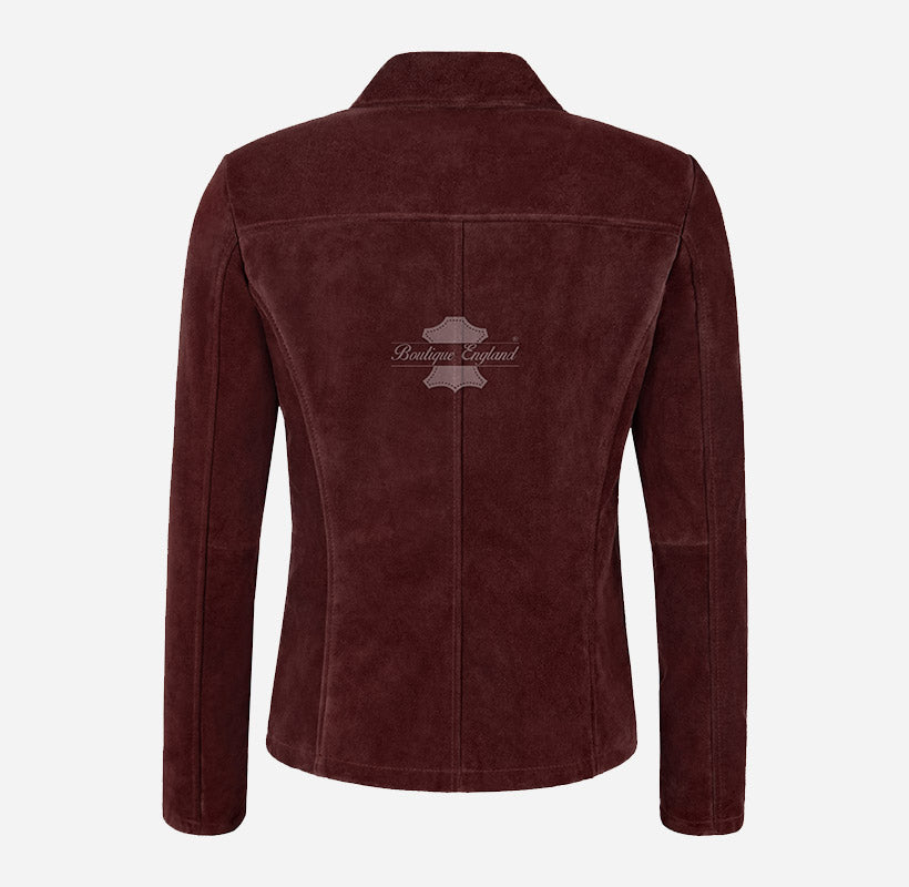 JENNIFER Women's Suede Blazer Jacket Box Coat