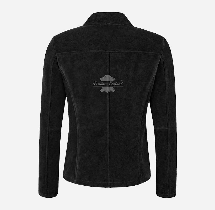 JENNIFER Women's Suede Blazer Jacket Box Coat