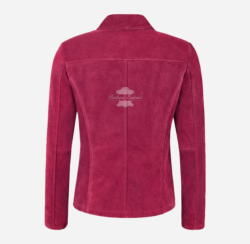 JENNIFER Women's Suede Jacket Box Blazer Coat