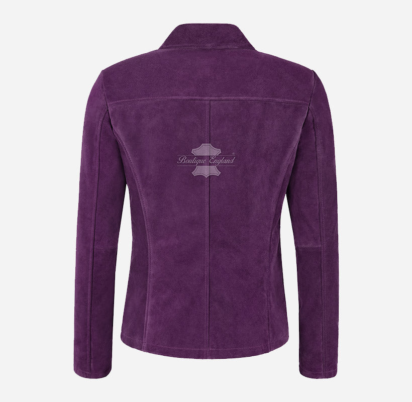 JENNIFER Women's Suede Jacket Box Blazer Coat