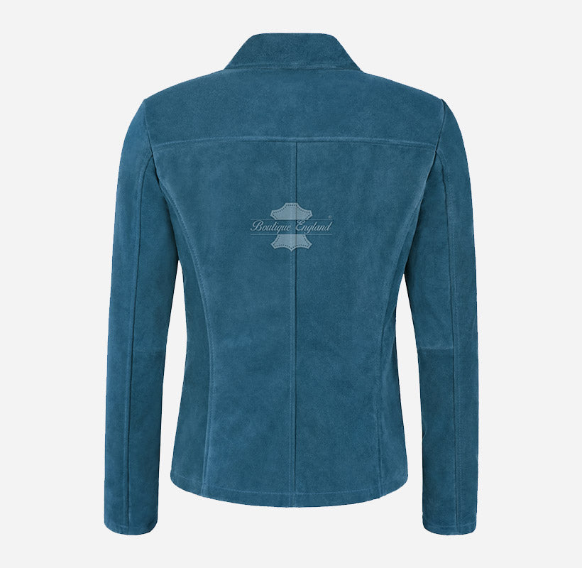 JENNIFER Women's Suede Blazer Jacket Box Coat