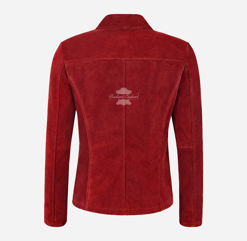 JENNIFER Women's Suede Jacket Box Blazer Coat