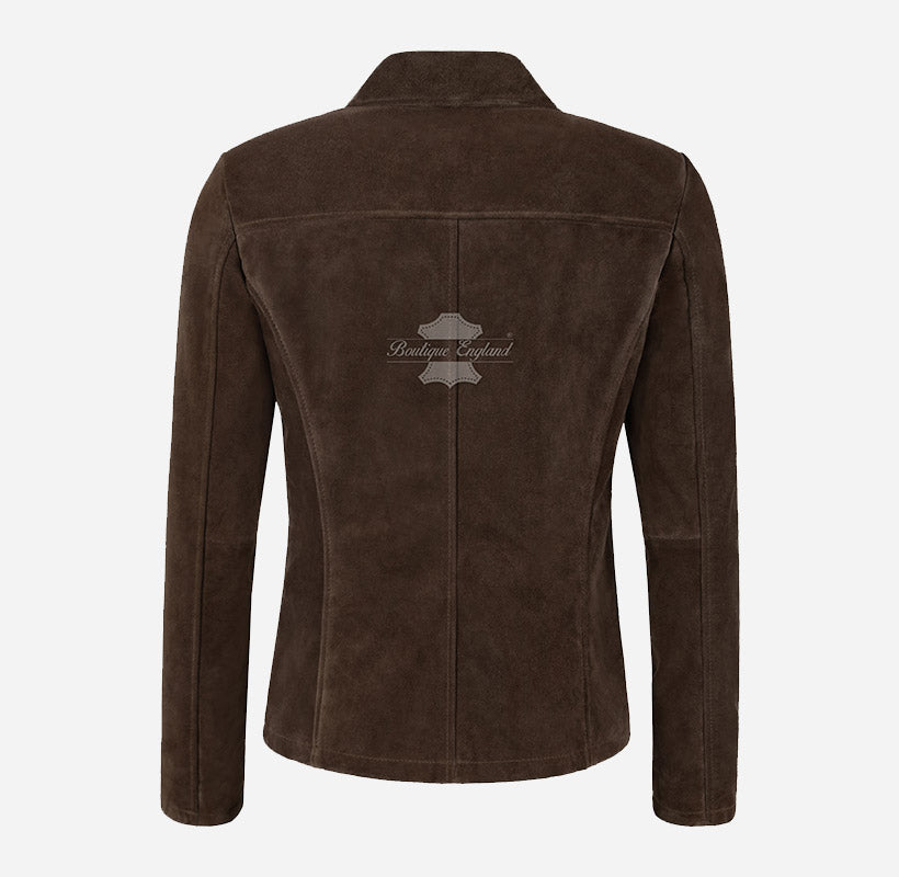 JENNIFER Women's Suede Blazer Jacket Box Coat