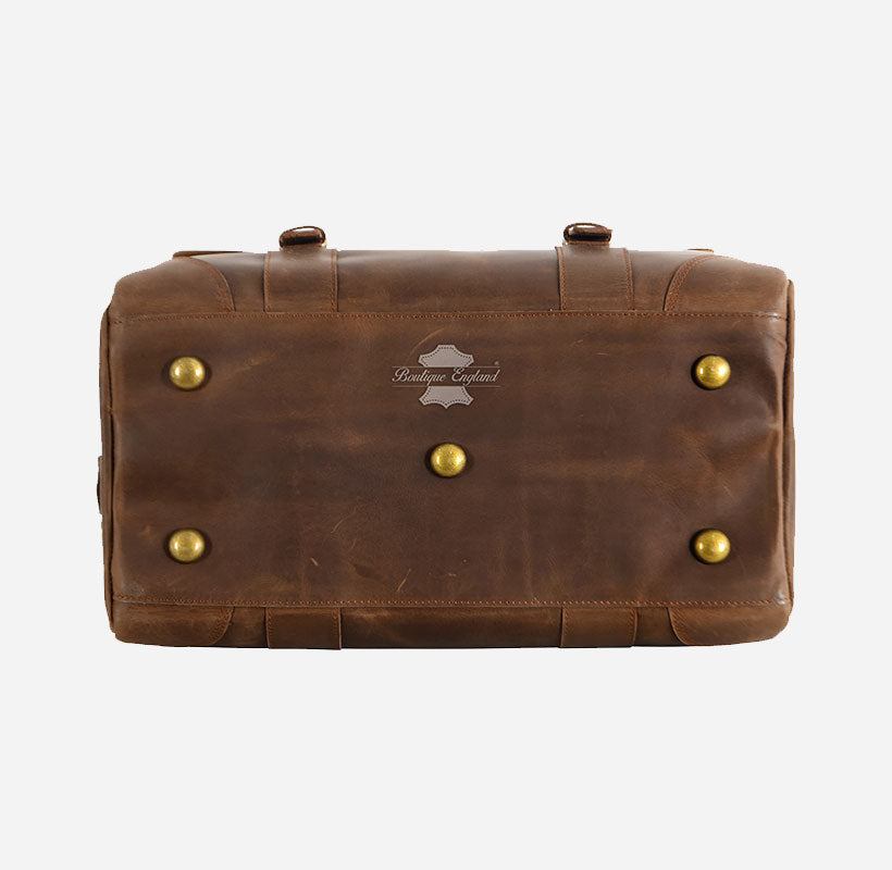 Medium Leather Holdall in Brown Travel Luggage Duffle Bag