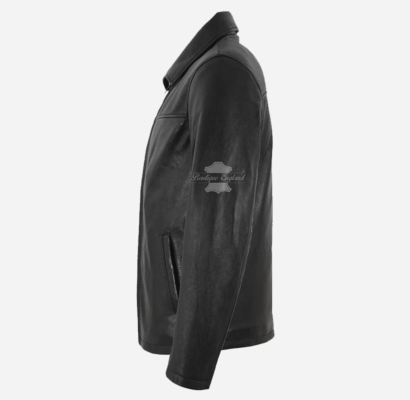 NOBLE Men's Classic Collared Leather Jacket
