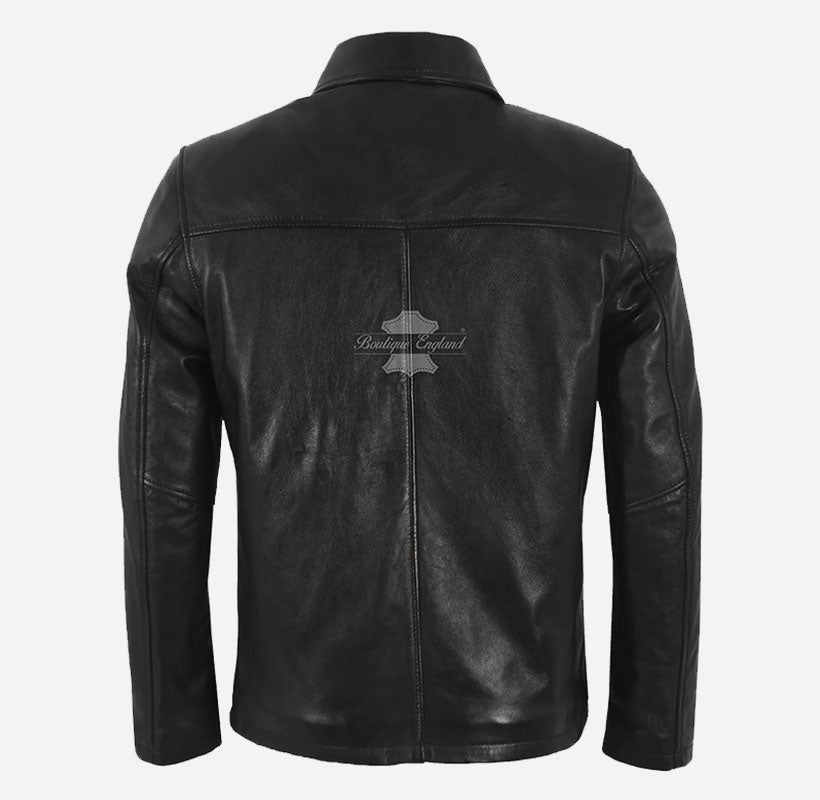 NOBLE Men's Classic Collared Leather Jacket