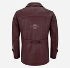 DR WHO LEATHER PEA COAT MEN'S LEATHER REEFER BLAZER JACKET