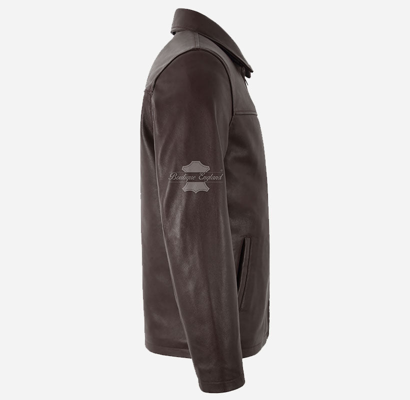 NOBLE Men's Classic Collared Leather Jacket