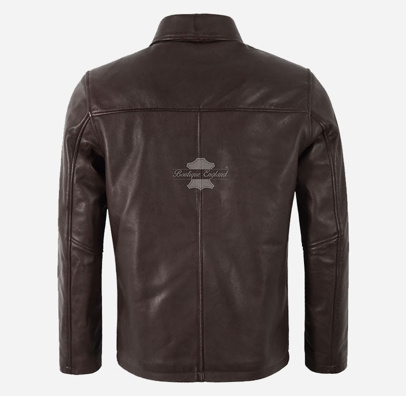 NOBLE Men's Classic Collared Leather Jacket