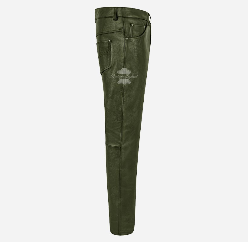 501 Leather Jeans For Men's Biker Style Leather Pants