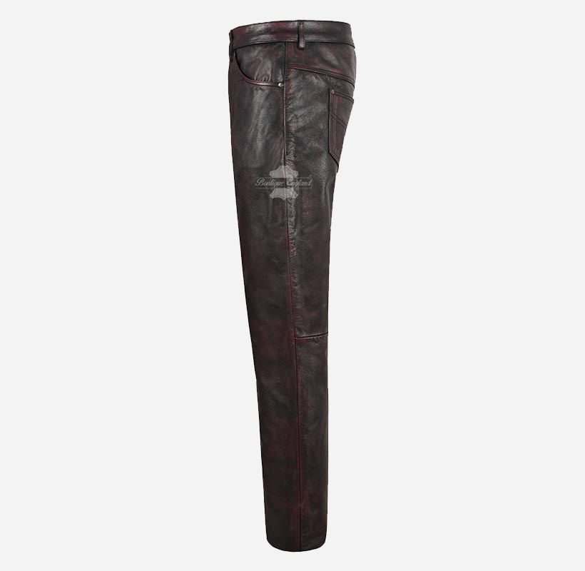 501 Leather Jeans For Men's Biker Style Vintage Waxed Leather Pants