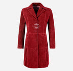 ELEGANT Women's Classic Suede Trench Coat Knee Length