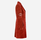 ELEGANT Women's Suede Trench Coat Long 3/4 Length