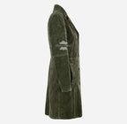 ELEGANT Women's Suede Trench Coat Long 3/4 Length