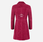 ELEGANT Women's Suede Trench Coat Long 3/4 Length