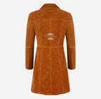 ELEGANT Women's Classic Suede Trench Coat Knee Length