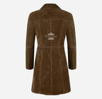 ELEGANT Women's Classic Suede Trench Coat Knee Length