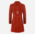 ELEGANT Women's Suede Trench Coat Long 3/4 Length