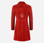 ELEGANT Women's Classic Suede Trench Coat Knee Length Coat