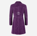 ELEGANT Women's Classic Suede Trench Coat Knee Length