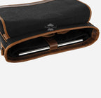 Black Canvas Messenger Bag with Leather Detailing Laptop-Friendly Work Satchel