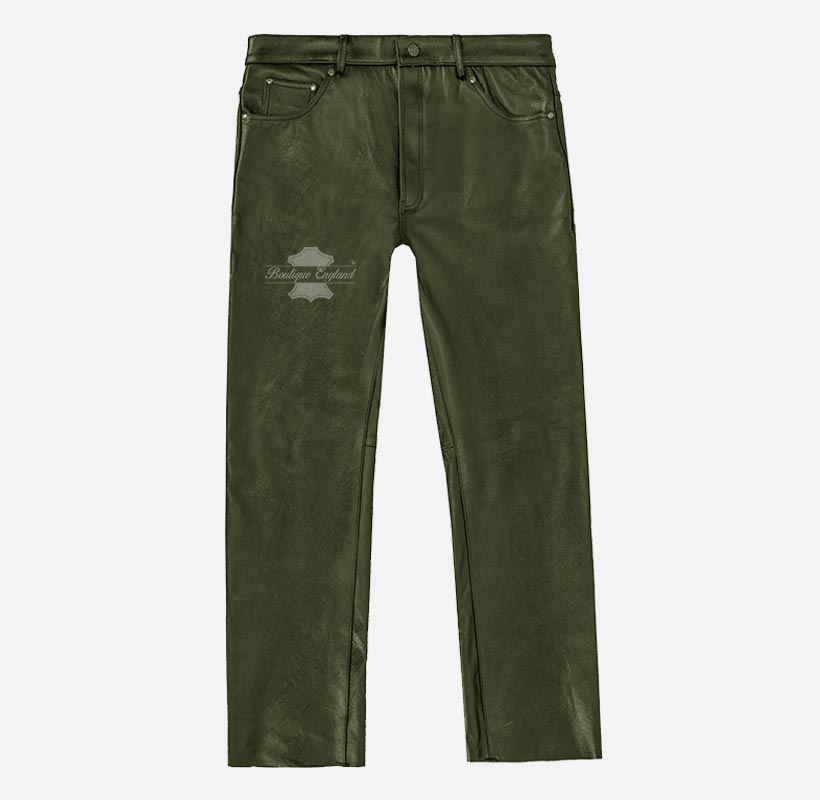 501 Leather Jeans For Men's Biker Style Leather Pants