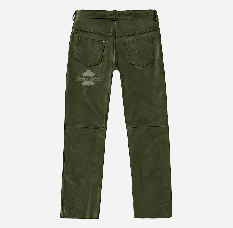 501 Leather Jeans For Men's Biker Style Leather Pants