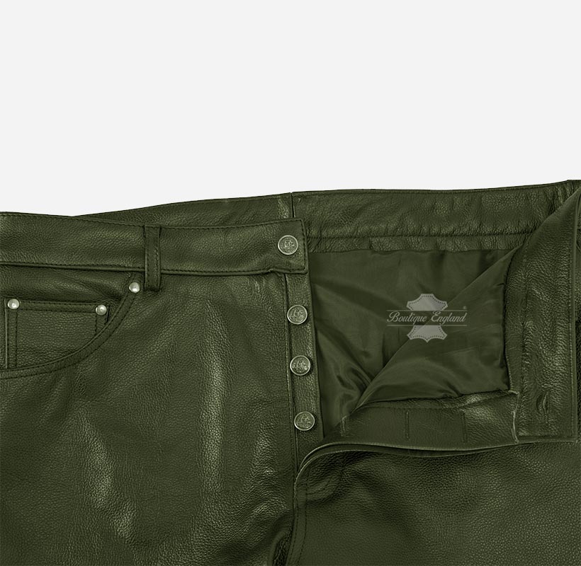 501 Leather Jeans For Men's Biker Style Leather Pants