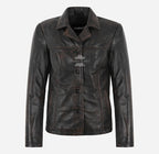 JENNIFER Box Leather Jacket Blazer Style Vintage