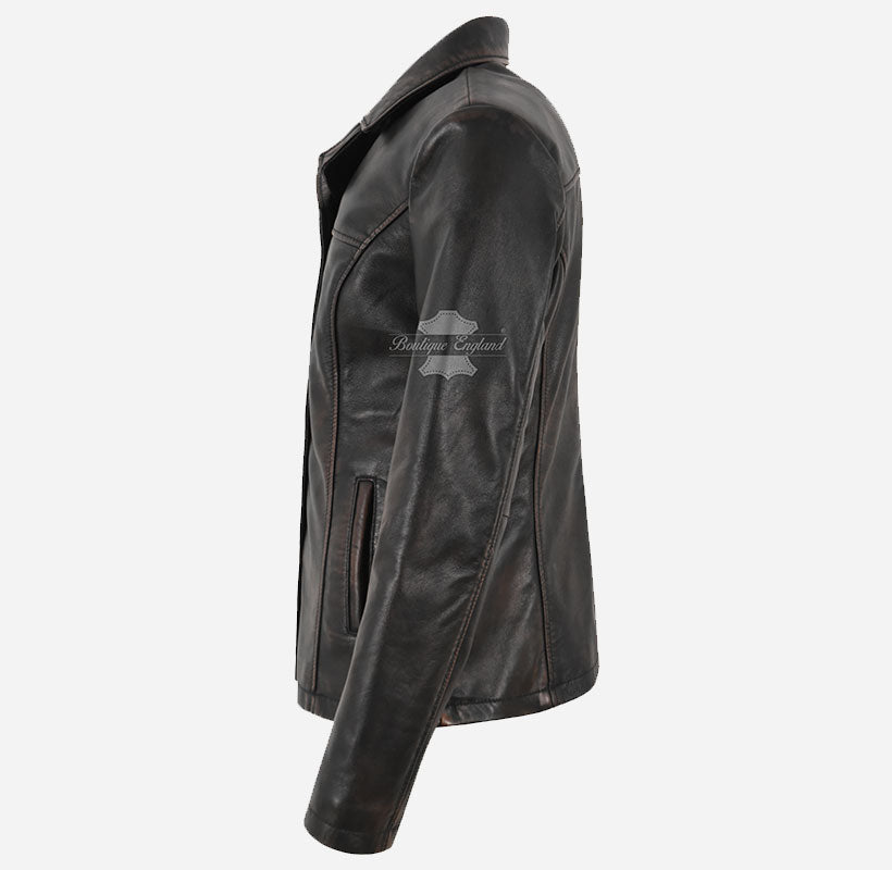 JENNIFER Box Leather Jacket Blazer Style Vintage