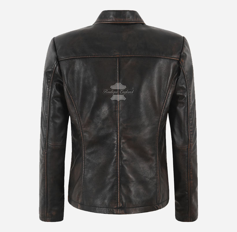 JENNIFER Box Leather Jacket Blazer Style Vintage