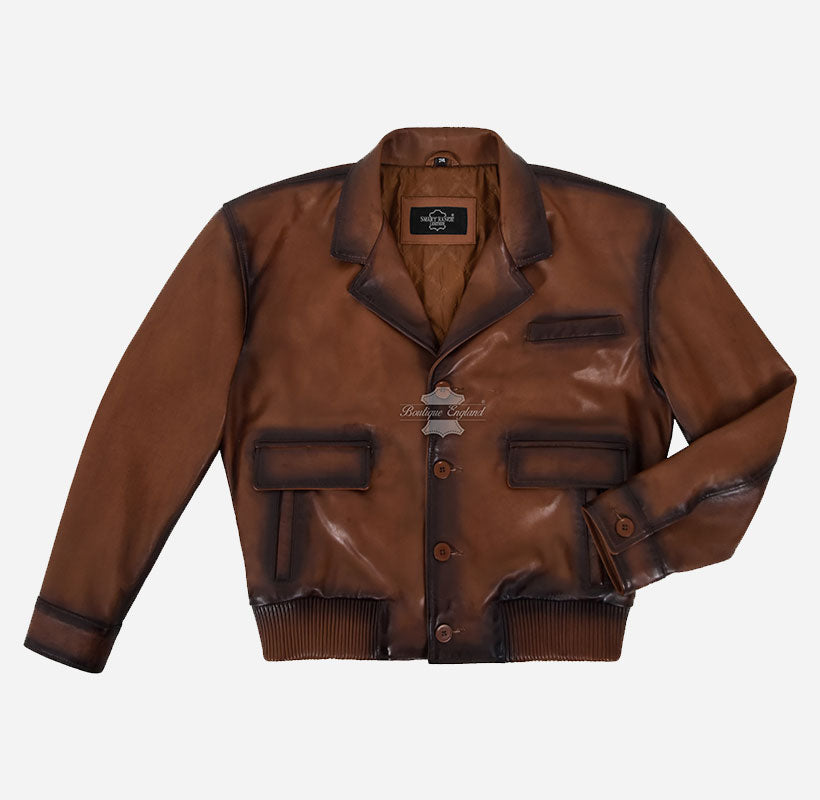 JAXSON 70's Classic Leather Blouson Jacket for Men's