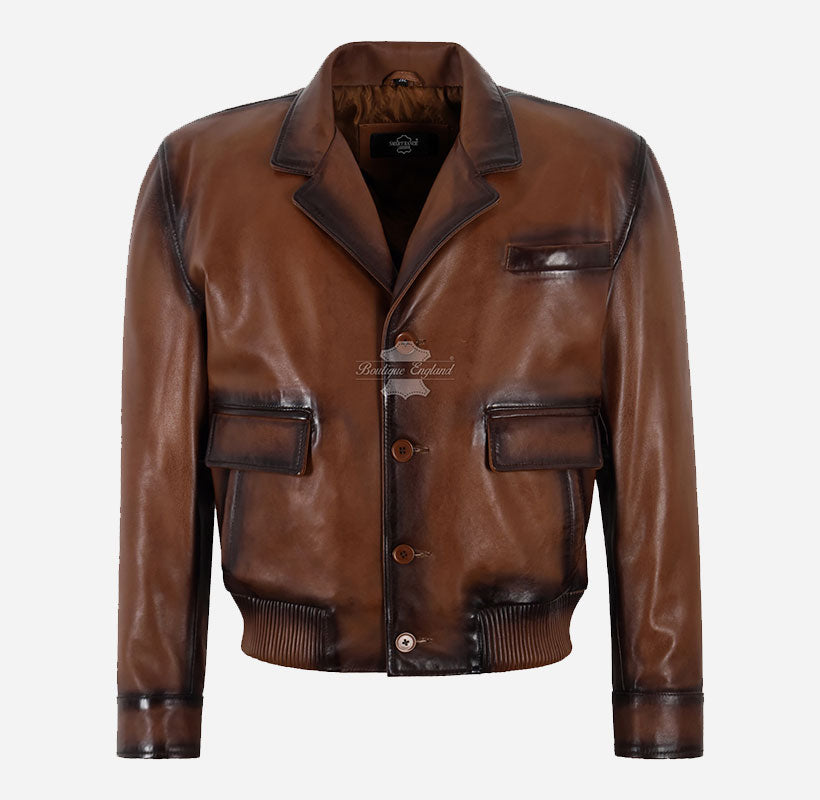 JAXSON 70's Classic Leather Blouson Jacket for Men's