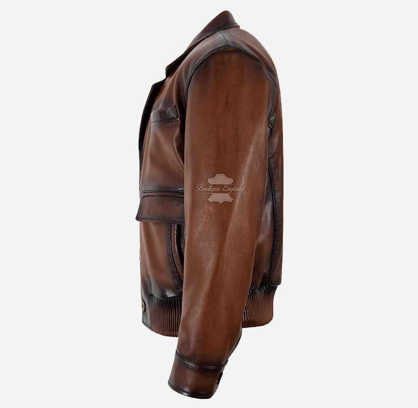 JAXSON 70's Classic Leather Blouson Jacket for Men's