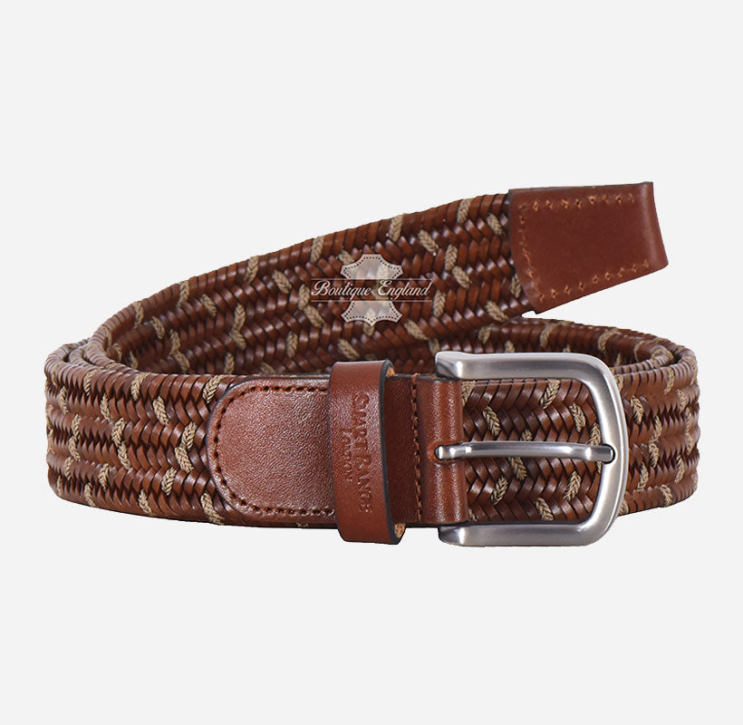 Men's Braided Leather Belt - One-Size-Fits