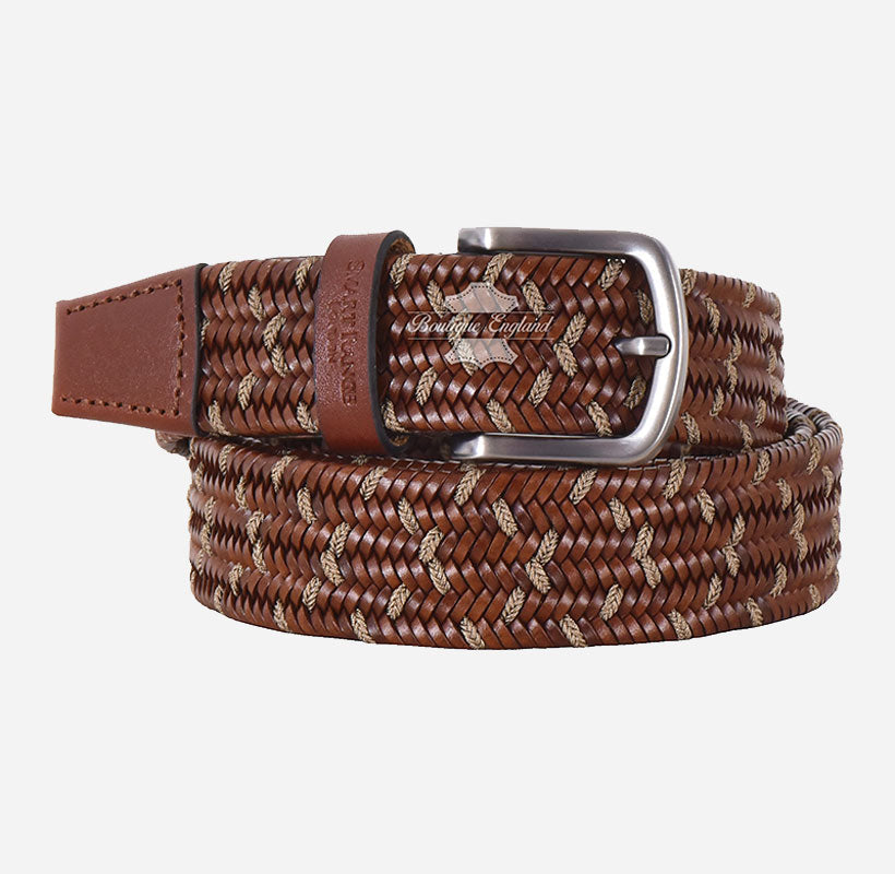 Men's Braided Leather Belt - One-Size-Fits