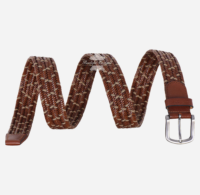 Men's Braided Leather Belt - One-Size-Fits
