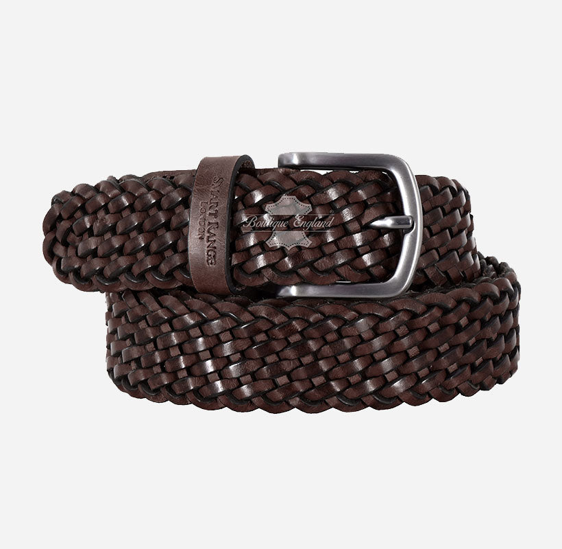 Men's Woven Leather Belt - One-Size-Fits