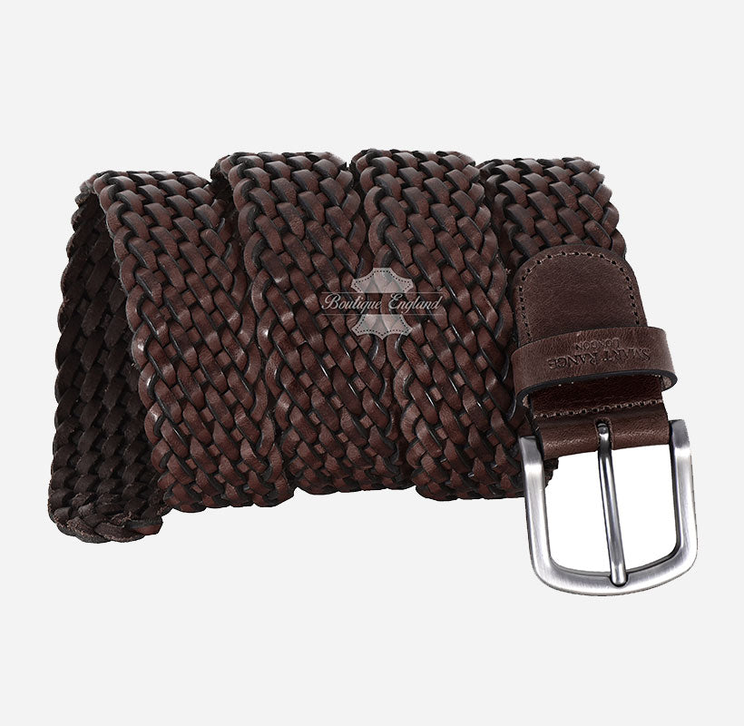 Men's Woven Leather Belt - One-Size-Fits